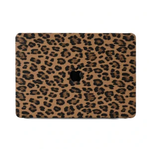 Apple macbook Air Pro Neo 11 12 13 14 15 16 inch exotic pale yellow leopard leather case cover, the iconic leopard print pattern.