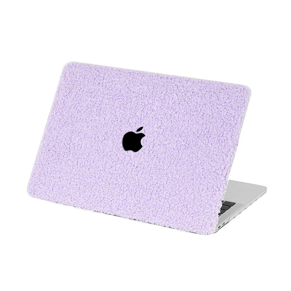 Apple macbook Air Pro Neo 11 12 13 13.6 14 15 16 inch light purple fluffy sheep-fur like textured case cover protector