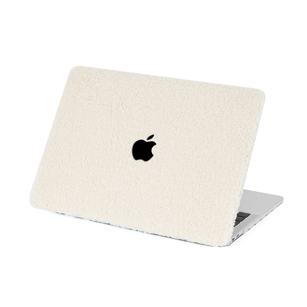Apple macbook Air Pro Neo 11 12 13 13.6 14 15 16 inch milky white fluffy sheep-fur like textured case cover protector