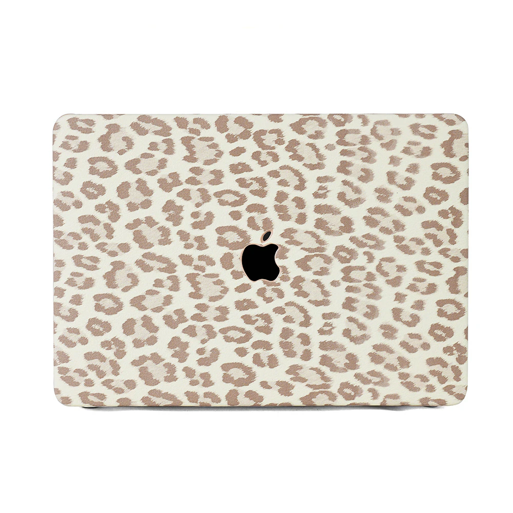 Apple macbook Air Pro Neo 11 12 13 13.6 14 15 16 inch exotic cream leopard leather case cover protector