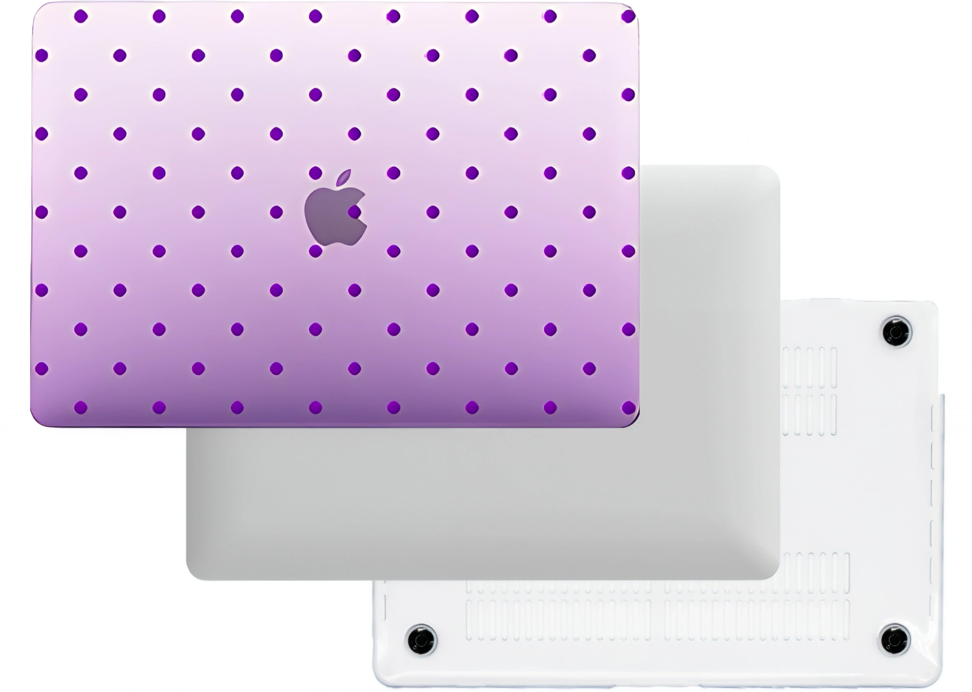 macbook air pro 13 14 15 inch full protection top and bottom gradient purple polka dot macbook case
