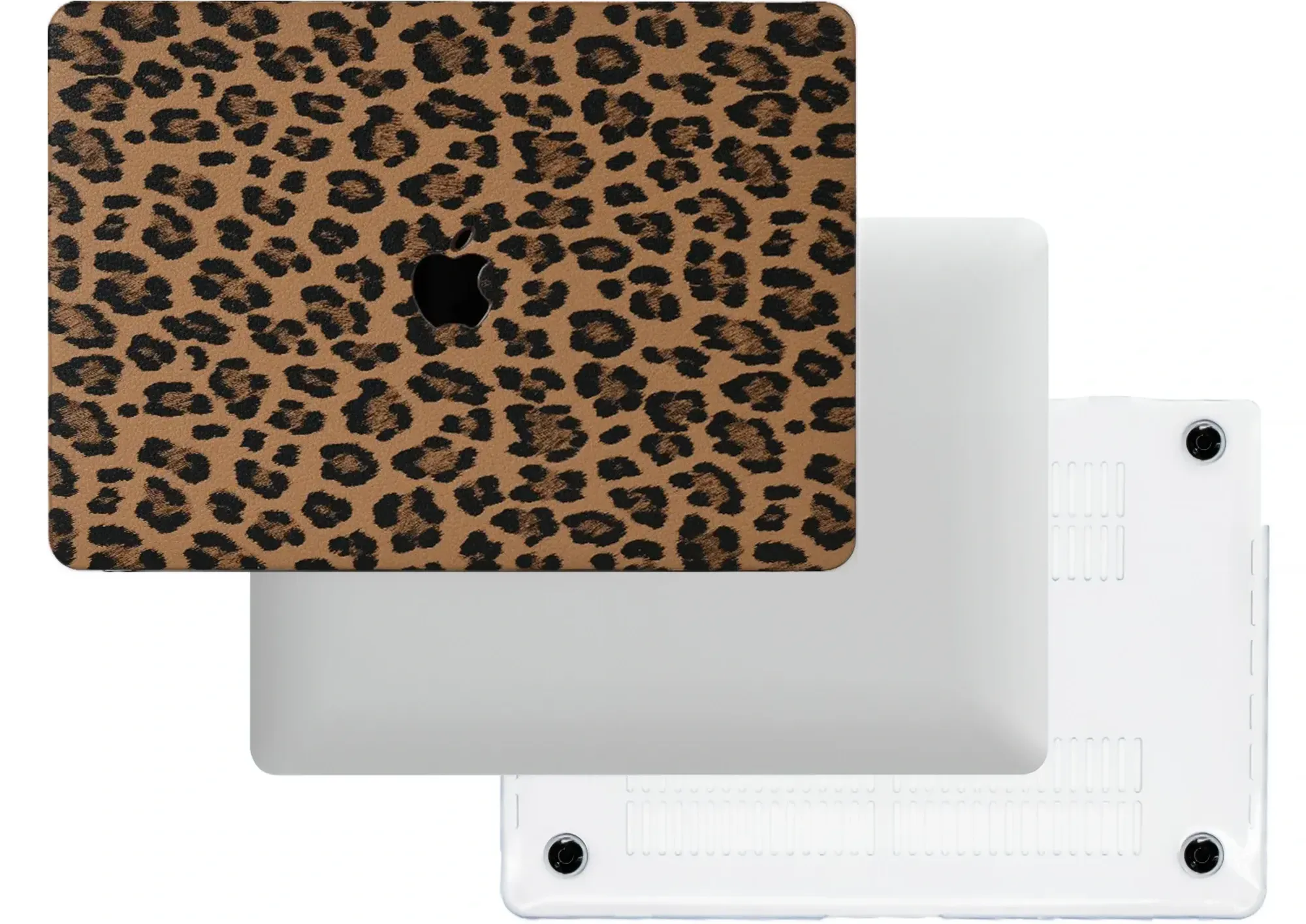 macbook air pro neo full protection top and bottom leopard print textured leather case
