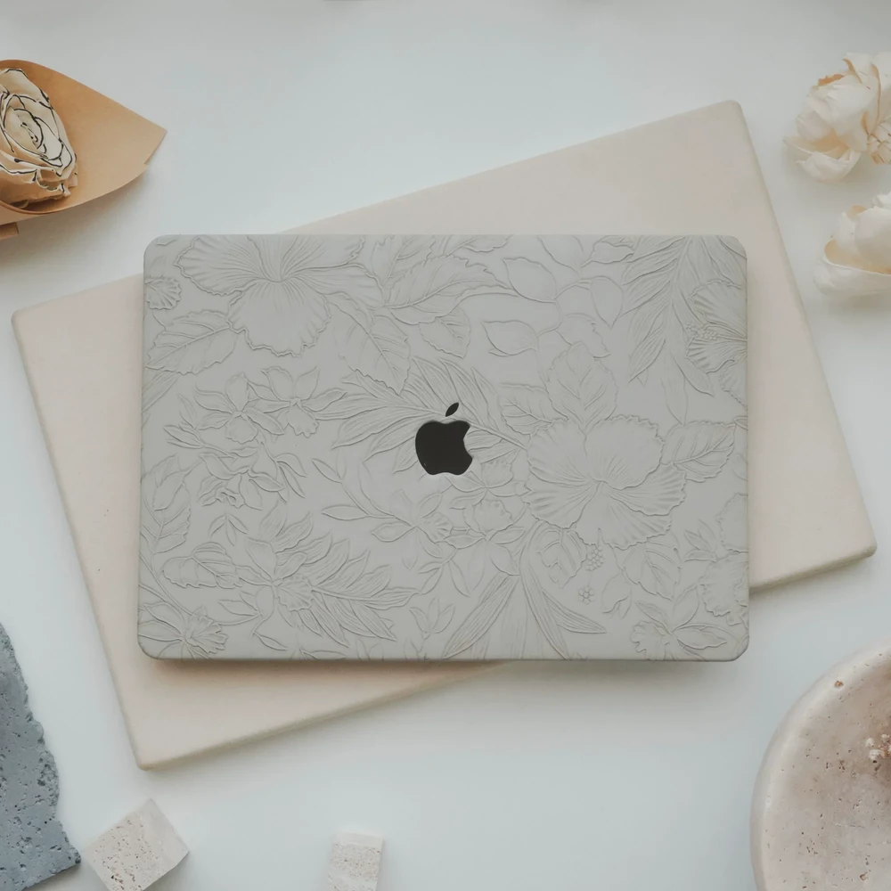 Apple macbook Air Pro Neo 11 12 13 13.6 14 15 16 inch white floral case cover protector