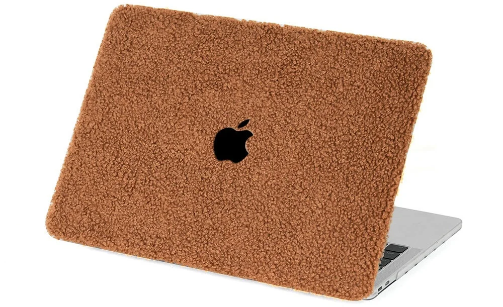 macbook brown fluffy case
