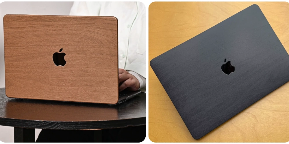macbook mahogany and black wood texture case