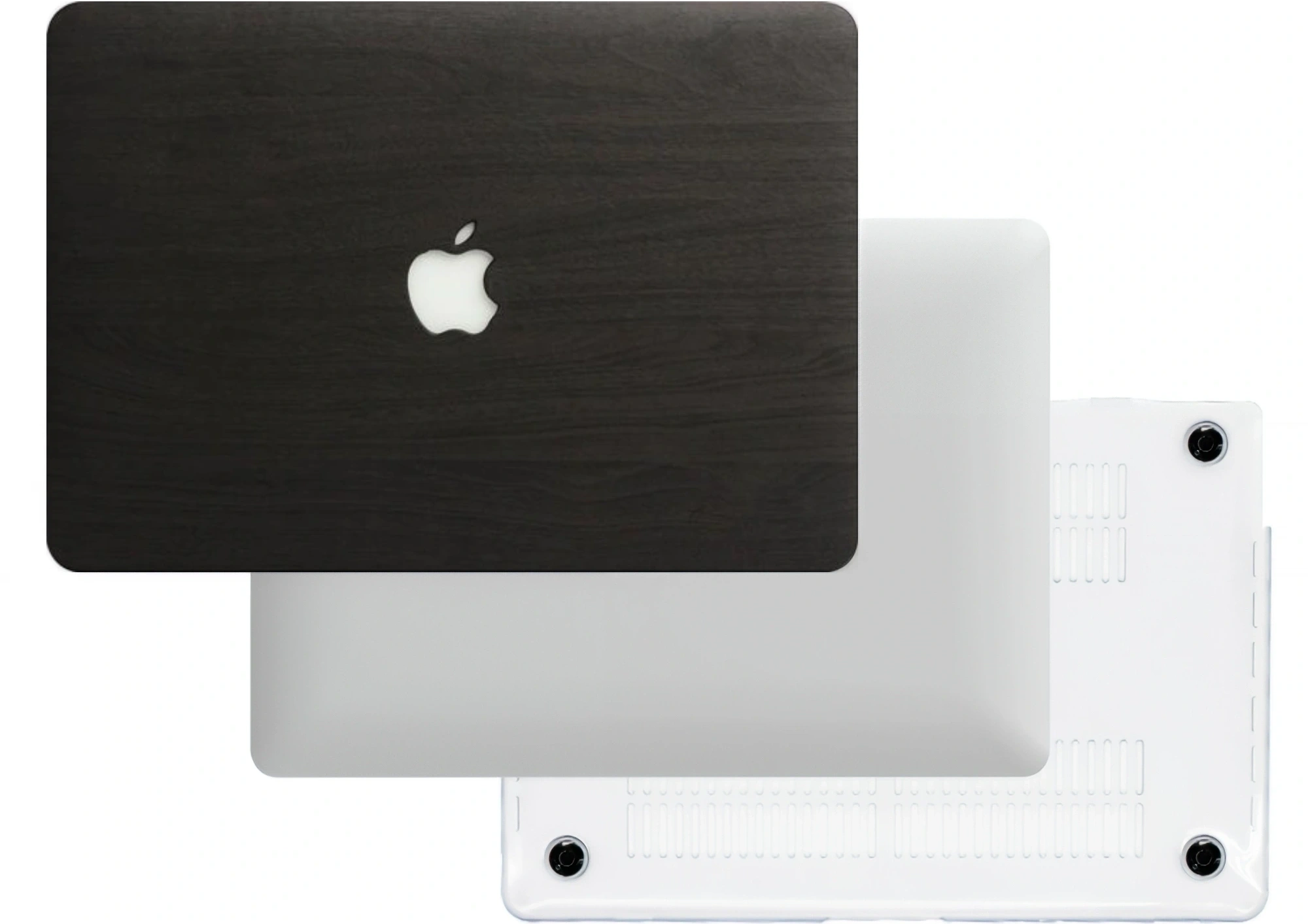 macbook air pro neo full protection top and bottom black wood texture macbook case